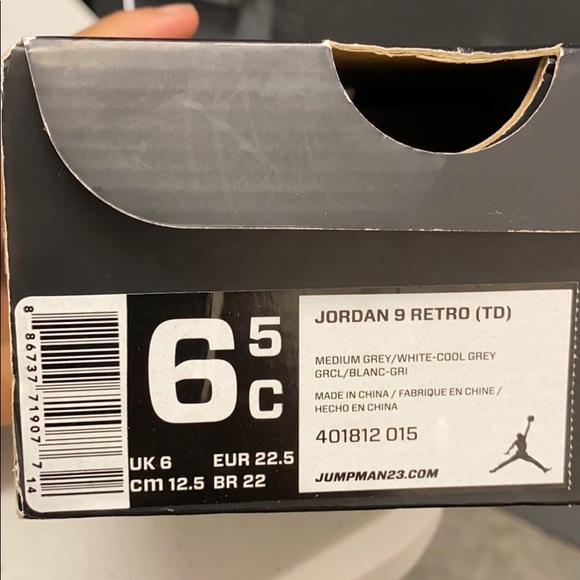 Jordan Retro 9 Toddler ‘Cool Grey’ Size 6.5C - Picture 6 of 6